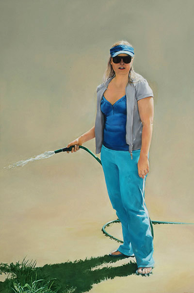 The Blue Girl, (Joanna Sanders in Her Back Yard), 1675mm x 1115mm, oil on canvas, 2008