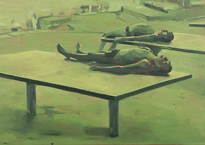 painting-2011-sunbathing-ping-pong-tables-bathers